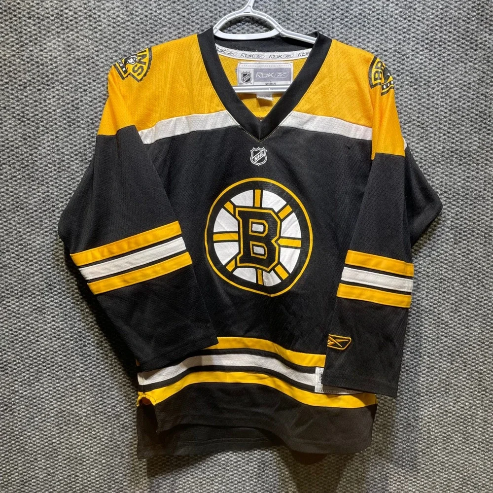 Reebok CCM Boston Bruins NHL Hockey Jersey Youth L/XL Black Gold White